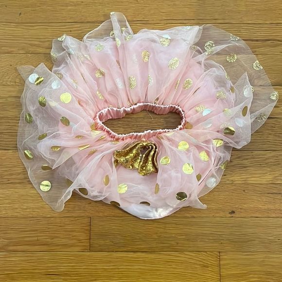 SHEIN Other - 𝅺shein • pink tutu with gold polka dots • gold glitter bow • size 4T • 5/$25